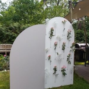 Leuke backdrops bruiloft, kraamfeest, beurs! diverse kleuren, maten en vormen verkrijgbaar.